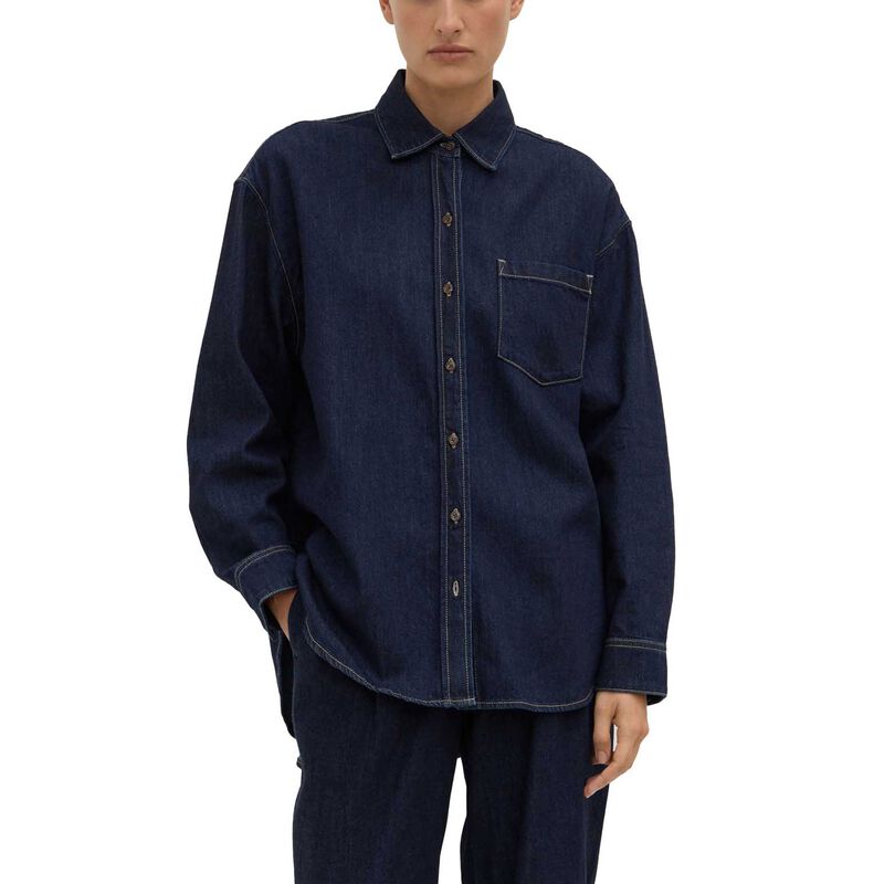 Assembly Label Kiera Recycled Denim Long Sleeve Shirt Deep Indigo image number 0